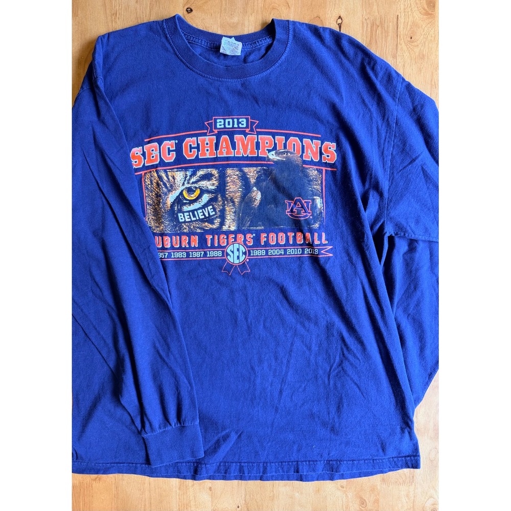 Auburn Tigers 2013 SEC Champions Football Long Sleeve Shirt Mens XL Navy Jerzees